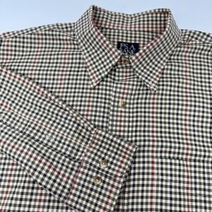 Jos A Bank Shirt Mens Extra Large Beige Plaid Traveler's Collection Cotton